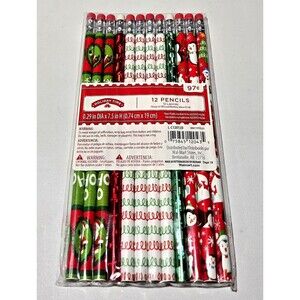 VTG Holiday Time Pencils 12 Pack Christmas Sparkly New In Package Santa Tree NOS